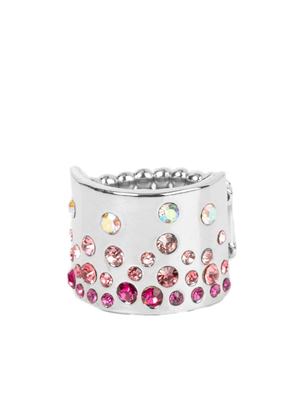 Sizzling Sultry - Iridescent Pink and Silver Fashion Ring Bejeweled Accessories By Kristie