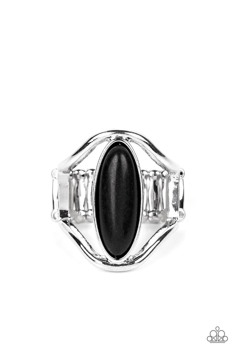 Spartan Stone - Black and Silver Ring - Paparazzi Accessories Bejeweled Accessories By Kristie