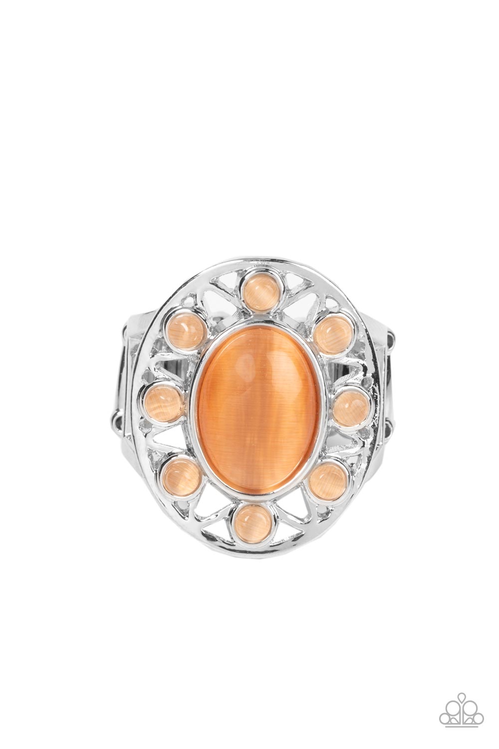 Sunny Solstice - Orange and Silver Ring - Paparazzi Accessories Bejeweled Accessories By Kristie