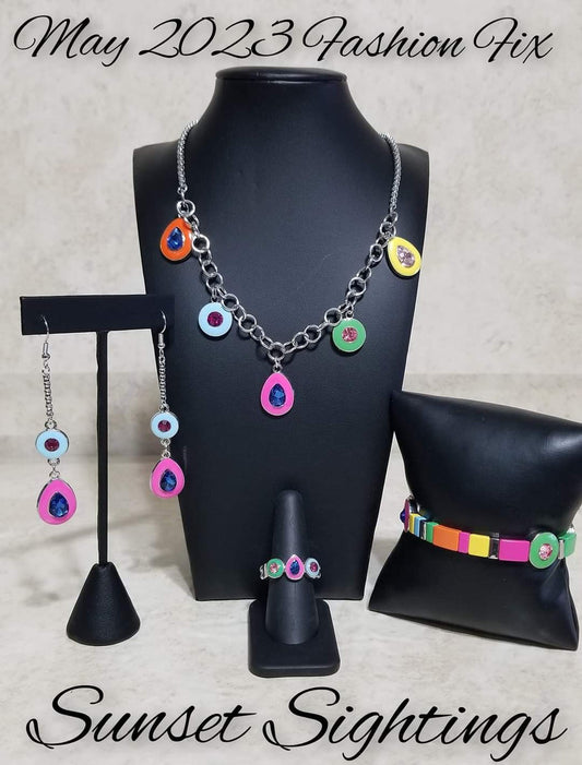 Sunset Sightings - Trend Blend - Colorful Jewelry Set - Paparazzi Accessories Bejeweled Accessories By Kristie