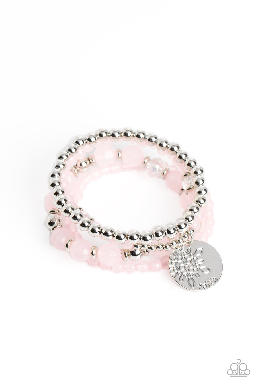 Surfer Style - Pink and Silver Bracelet - Paparazzi Accessories Bejeweled Accessories By Kristie
