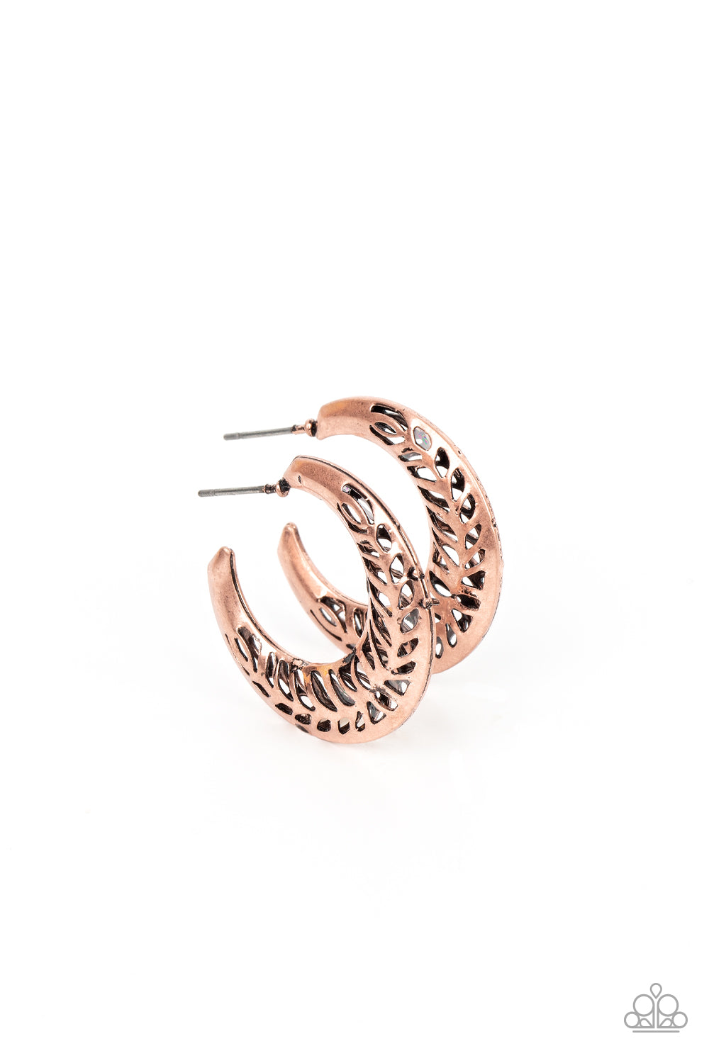 Wanderlust Wilderness - Copper Hoop Earrings - Paparazzi Accessories Bejeweled Accessories By Kristie