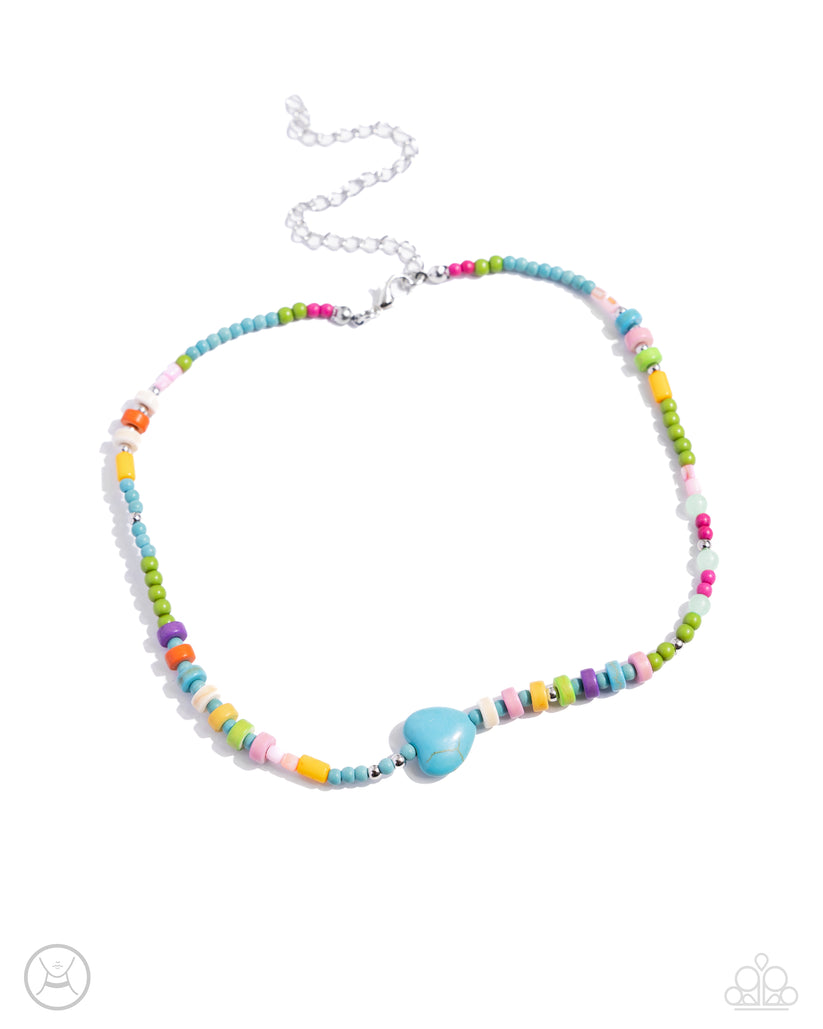 Y2K Energy - Blue Multi Color Necklace - Paparazzi Accessories Bejeweled Accessories By Kristie