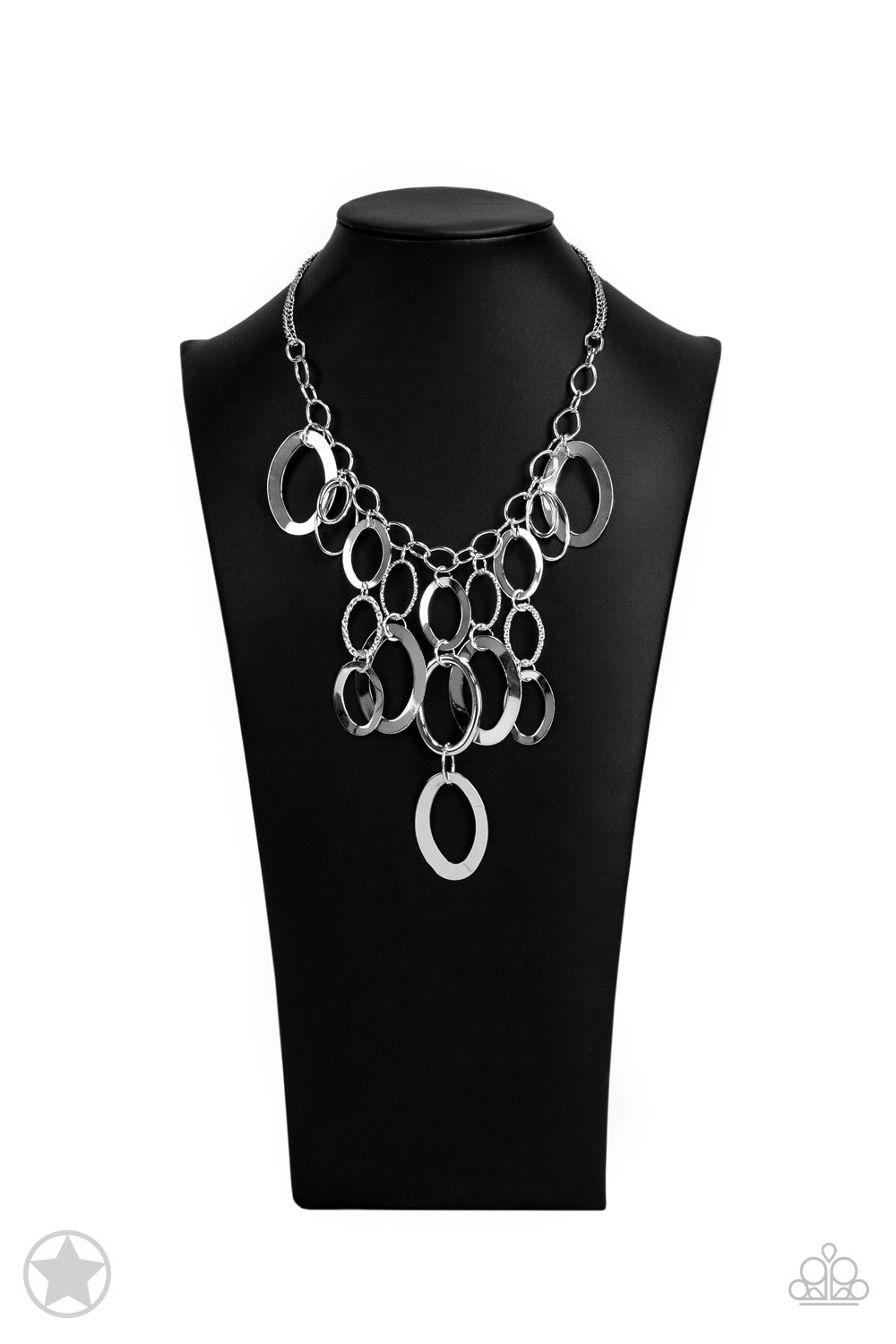 A Silver Spell - Silver Necklace - Paparazzi Accessories - Large silver links and shimmering textured silver rings cascade below a silver chain freely, allowing for movement that makes a bold statement. Features an adjustable clasp closure. Sold as one individual necklace.