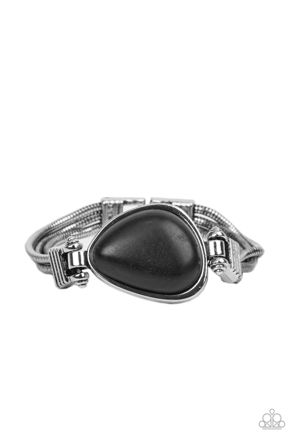 Badlands Bounty - Black Stone and Silver Bracelet - Paparazzi Accessories Bejeweled Accessories By Kristie