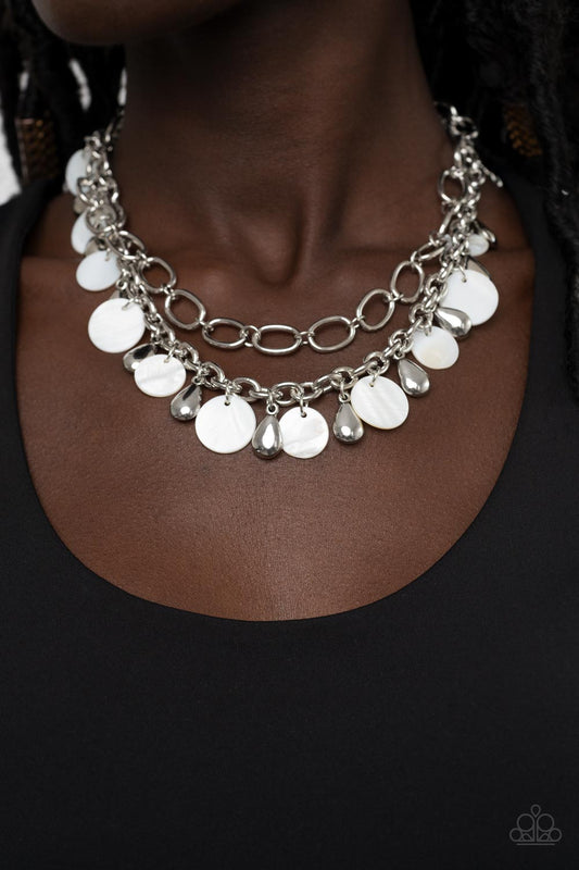 Beachfront Fabulous - White Necklace - Paparazzi Accessories Bejeweled Accessories By Kristie