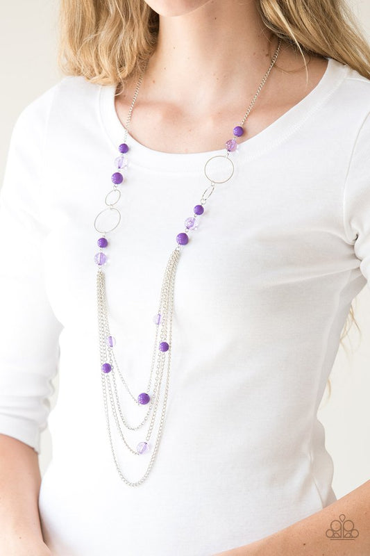 Bubbly Bright - Purple Bead - Silver Necklace - Paparazzi Accessories Long Necklaces Bejeweled Accessories By Kristie Featuring Paparazzi Jewelry  - Trendy fashion jewelry for everyone -