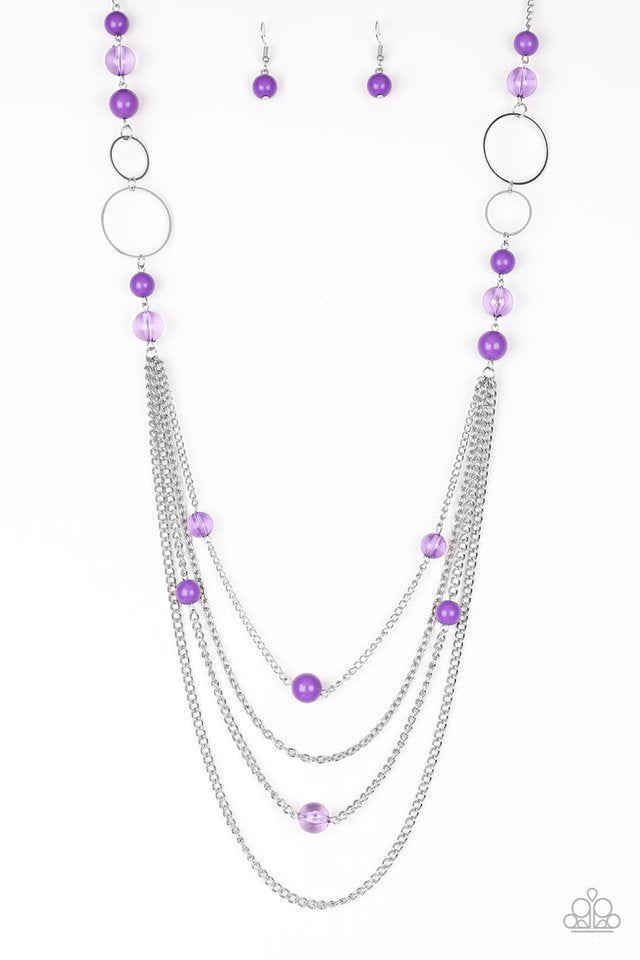Bubbly Bright - Purple Bead - Silver Necklace - Paparazzi Accessories Long Necklaces Bejeweled Accessories By Kristie Featuring Paparazzi Jewelry  - Trendy fashion jewelry for everyone -