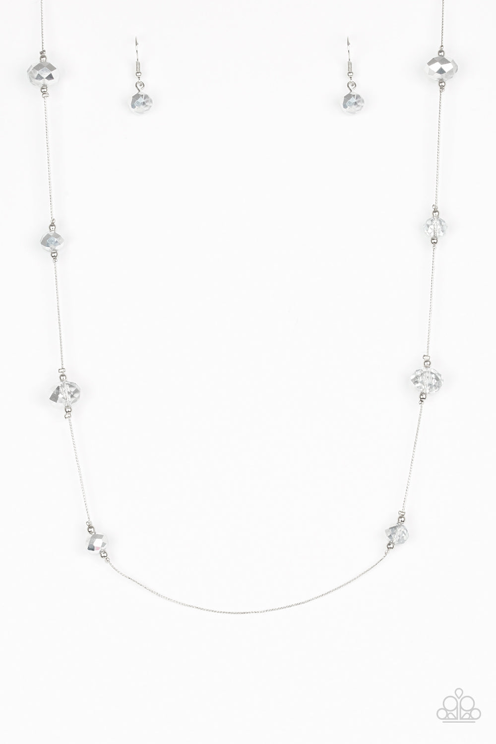 Champagne On The Rocks - Silver Necklace - Paparazzi Accessories - Infused with dainty silver accents, metallic and smoky crystal-like beads trickle along a dainty silver chain across the chest for a refined look. Features an adjustable clasp closure stylish necklace. 