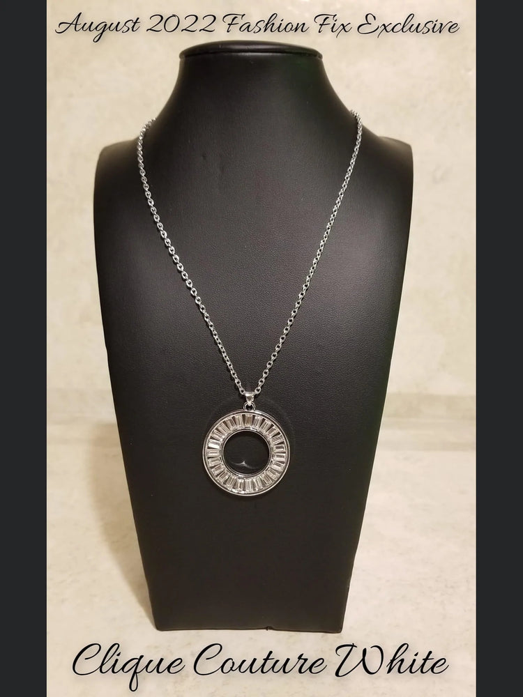 Clique Couture - White and Silver Necklace - Paparazzi Accessories Bejeweled Accessories By Kristie - Trendy fashion jewelry for everyone -