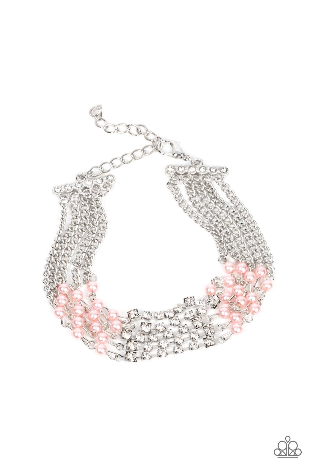 Experienced in Elegance - Pink Pearl and Silver Bracelet  - Paparazzi Accessories Bejeweled Accessories By Kristie - Trendy fashion jewelry for everyone -