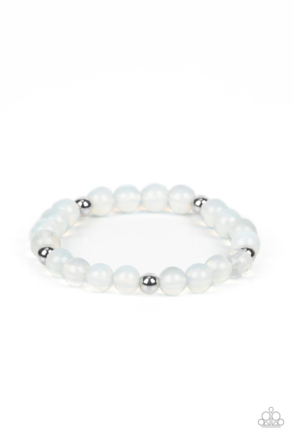 Forever and a DAYDREAM - White Glassy Bead - Stretchy Bracelet - Paparazzi Accessories - A dreamy collection of glassy and opalescent white beads are threaded along a stretchy band around the wrist for an enchanting glow.