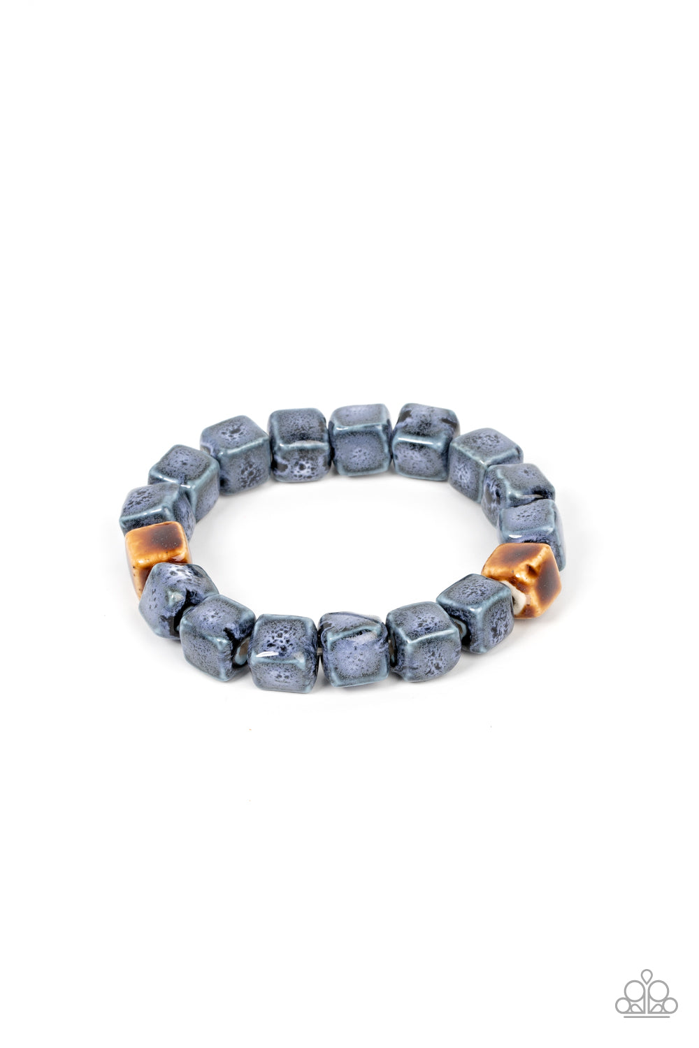 Glaze Craze - Blue - Brown Cube Bead Bracelet - Paparazzi Accessories - 
Featuring distressed blue and brown glazed finishes, a rustic collection of ceramic cube beads are threaded along stretchy bands around the wrist for a colorful flair. Sold as one individual bracelet.

