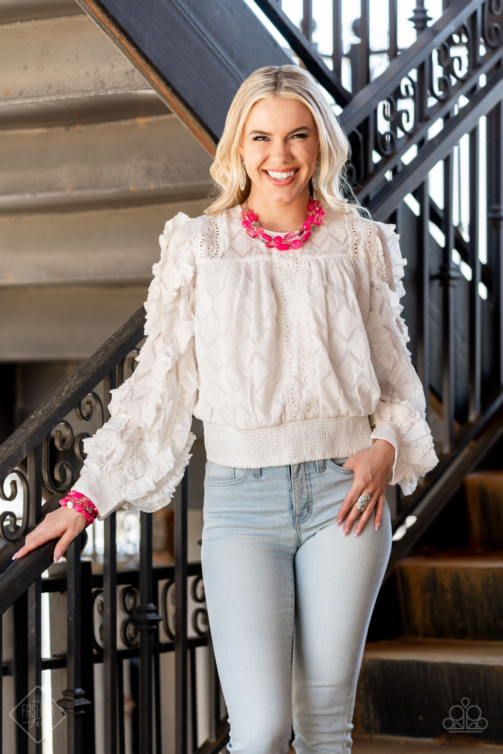 Glimpses of Malibu - Complete Pink and Silver Trend Blend Set - Paparazzi Accessories - Jewelry Set - One of each accessory featured in the Glimpses of Malibu Trend Blend: Oceanic Opulence Pink Necklace; High Tide Terrace Earrings; Oceanside Bliss Bracelet; and Pier Paradise Ring The Glimpses of Malibu collection was created with inspiration from the styles of Malibu, CA.