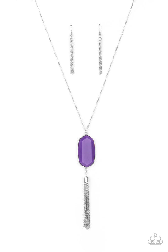 Got A Good Thing GLOWING - Purple and Silver Necklace Bejeweled Accessories By Kristie - Trendy fashion jewelry for everyone -