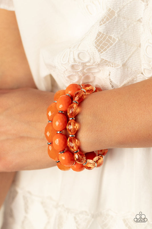 High Tide Hammock - Orange Bead Bracelet - Paparazzi Accessories Bejeweled Accessories By Kristie