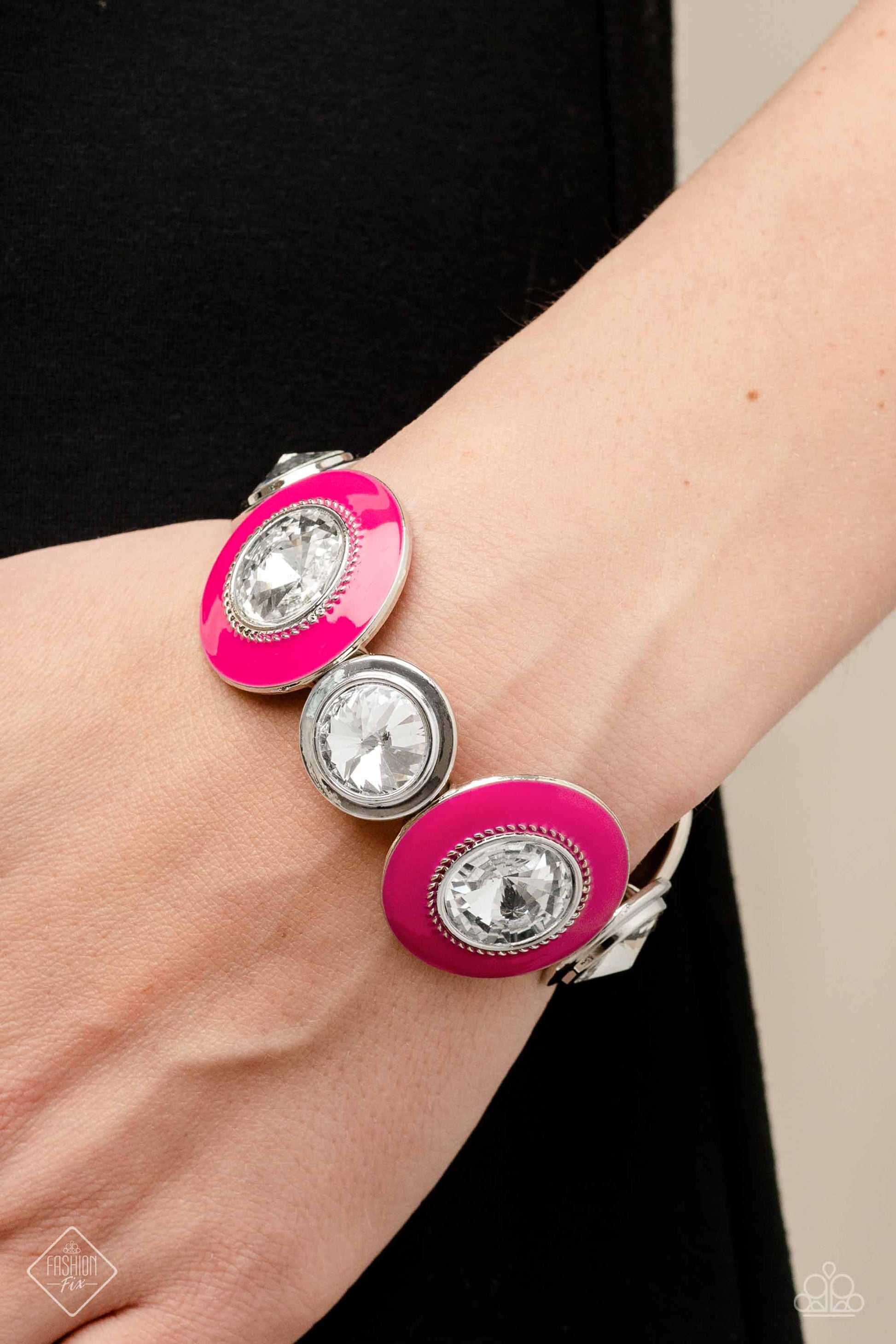 Paparazzi Bracelets - Paparazzi Treasure Charms Pink Charm Bangle Bracelet