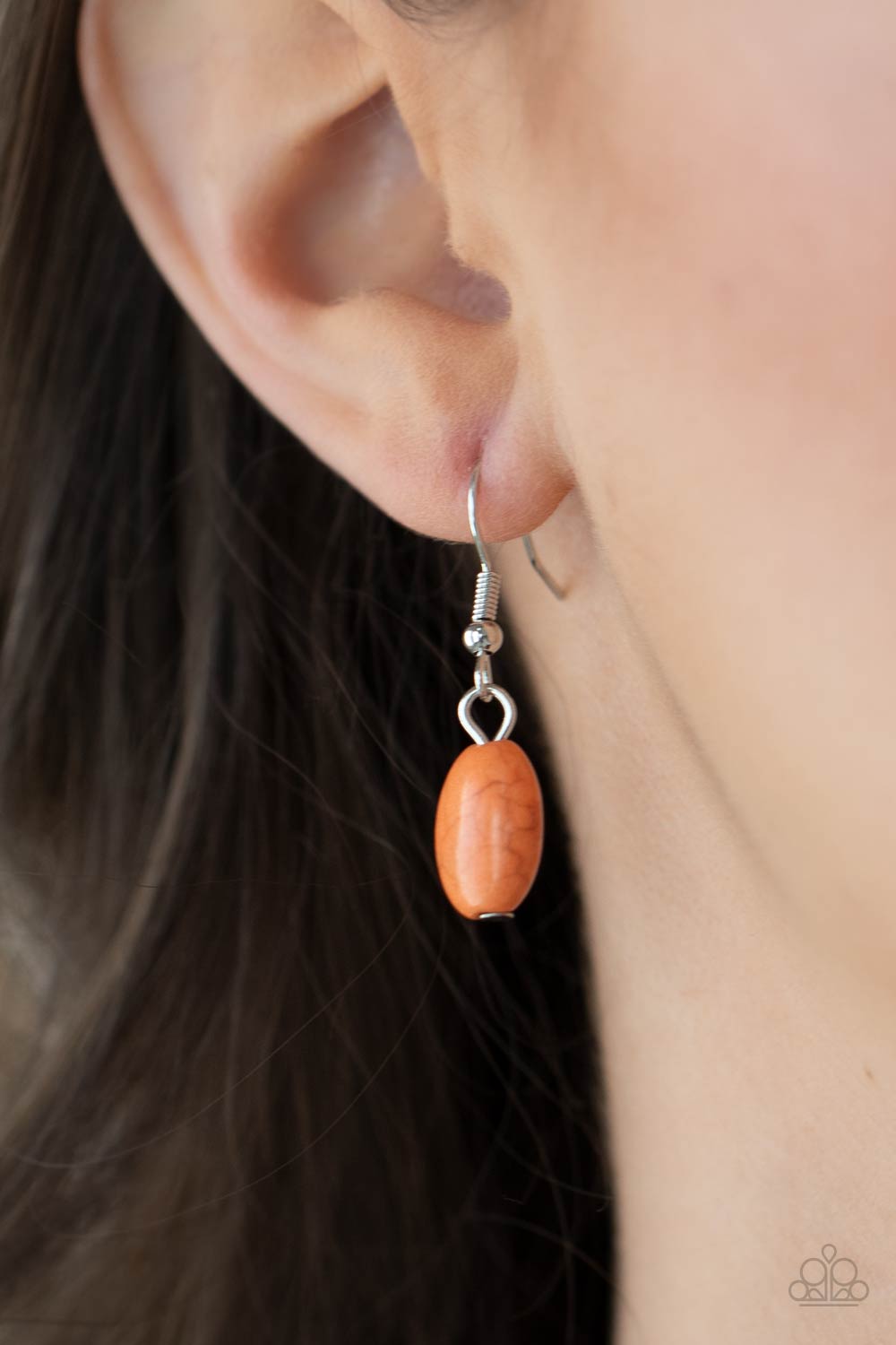 Natural Novice - Orange Stone - Wood - Silver Chain Necklace Necklaces Bejeweled Accessories By Kristie Featuring Paparazzi Jewelry - Trendy fashion jewelry for everyone -