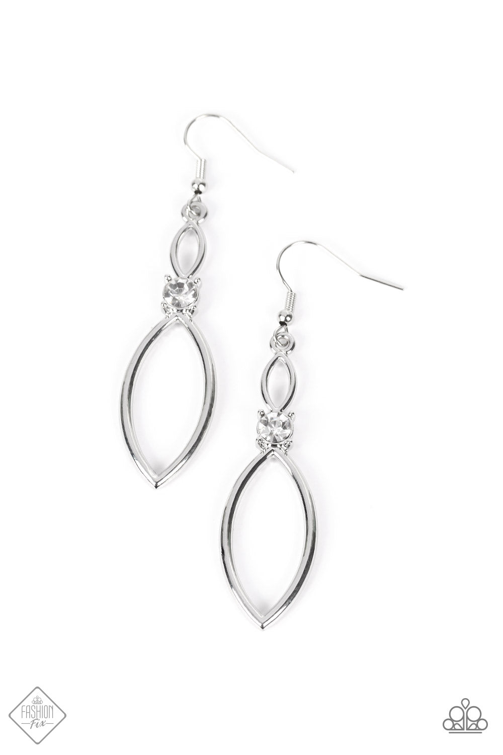 Plucked Petals - White and Silver Earrings - Paparazzi Accessories Bejeweled Accessories By Kristie