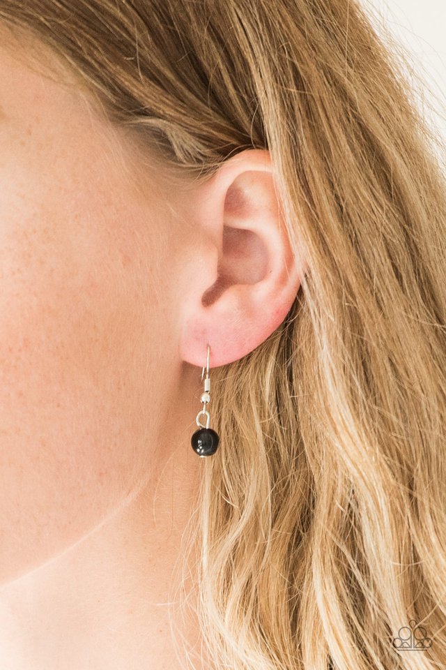 Pretty Pop-tastic! Black and Silver Necklace - Paparazzi Accessories - Ornate silver accents, glassy beads, and polished black beads trickle along strands of shimmery silver chains for a whimsical look. Features an adjustable clasp closure. Sold as one individual necklace.
