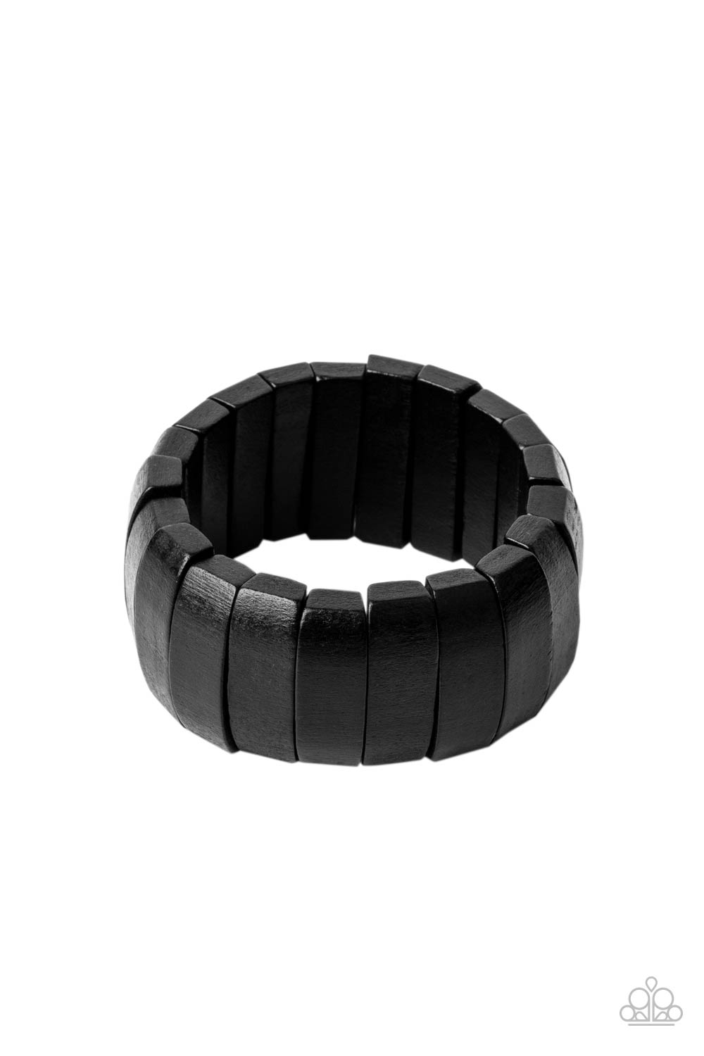 Raise The BARBADOS - Black Wood Stretchy Bracelet - A bold collection of black wooden beads are threaded along stretchy bands around the wrist for a colorful display. Sold as one individual bracelet.