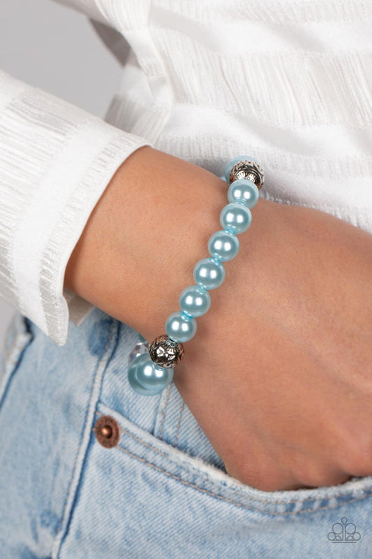 Royal Reward - Blue and Silver Bracelet - Paparazzi Accessories Bejeweled Accessories By Kristie - Trendy fashion jewelry for everyone -