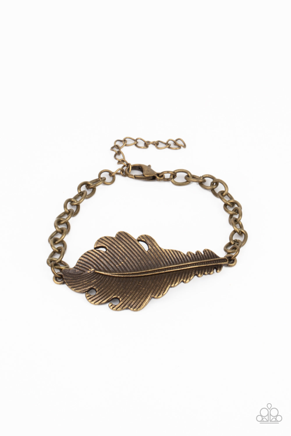 Rustic Roost - Brass Feather - Bracelet - Paparazzi Accessories Adjustable Clasp Bracelet Bejeweled Accessories By Kristie Featuring Paparazzi Jewelry - Trendy fashion jewelry for everyone -