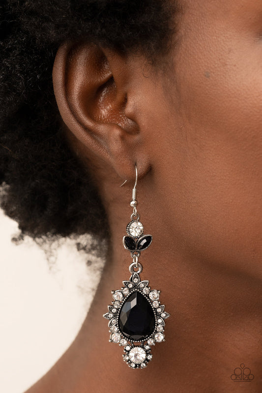 SELFIE-Esteem - Black and Silver Earrings - Paparazzi Accessories Bejeweled Accessories By Kristie - Trendy fashion jewelry for everyone -