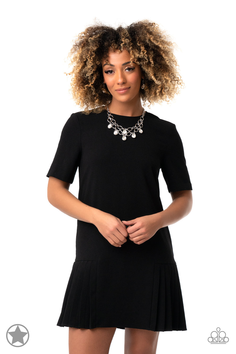 Show - Stopping Shimmer - Gem Silver Fashion Necklace - Paparazzi Accessories - Fashion necklace with two rows of silver chain layer below the collar for a fierce fashion. Glittery white teardrops gems hang from the glistening layers for a timeless shimmer to the show-stopping statement style. Necklace has an adjustable clasp closure.