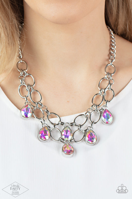 Show-Stopping Shimmer - Iridescent Gem Necklace - Paparazzi Accessories Bejeweled Accessories By Kristie