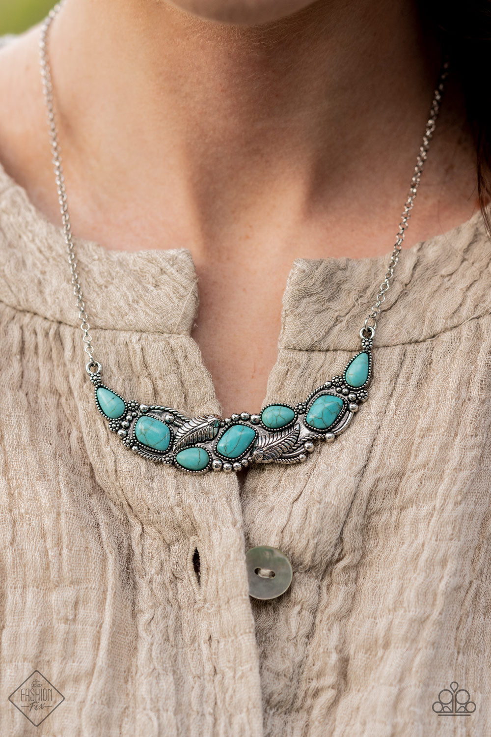 Simply Santa Fe - 4 Piece Trend Blend Set - July 2021 - Turquoise and Silver Fashion Fix Set - Paparazzi Accessories - Includes one of each accessory featured in the Fashion Fix: Necklace, Earrings, Bracelet, Ring.