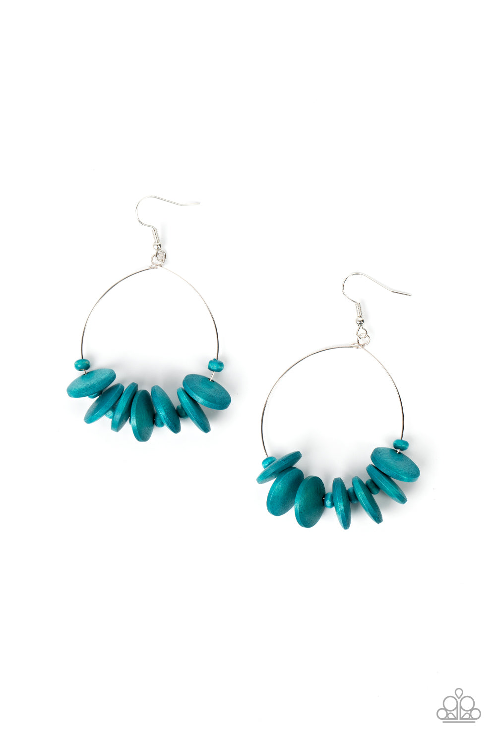 Surf Camp - Blue Wood Earrings - Paparazzi Accessories Bejeweled Accessories By Kristie