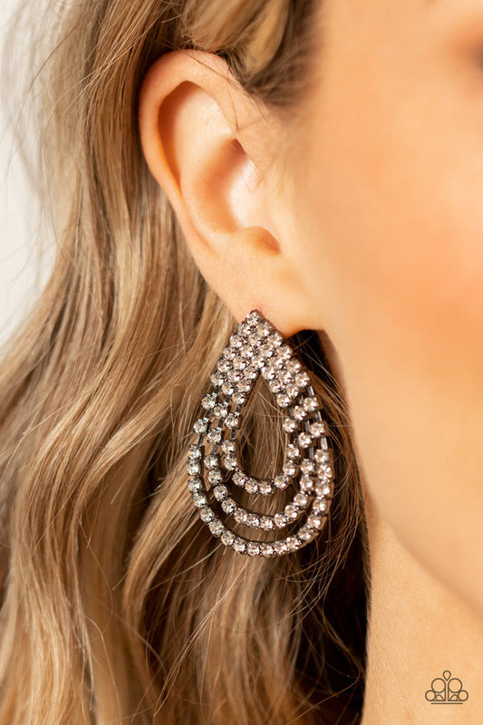 Take a POWER Stance - Black Earrings Bejeweled Accessories By Kristie