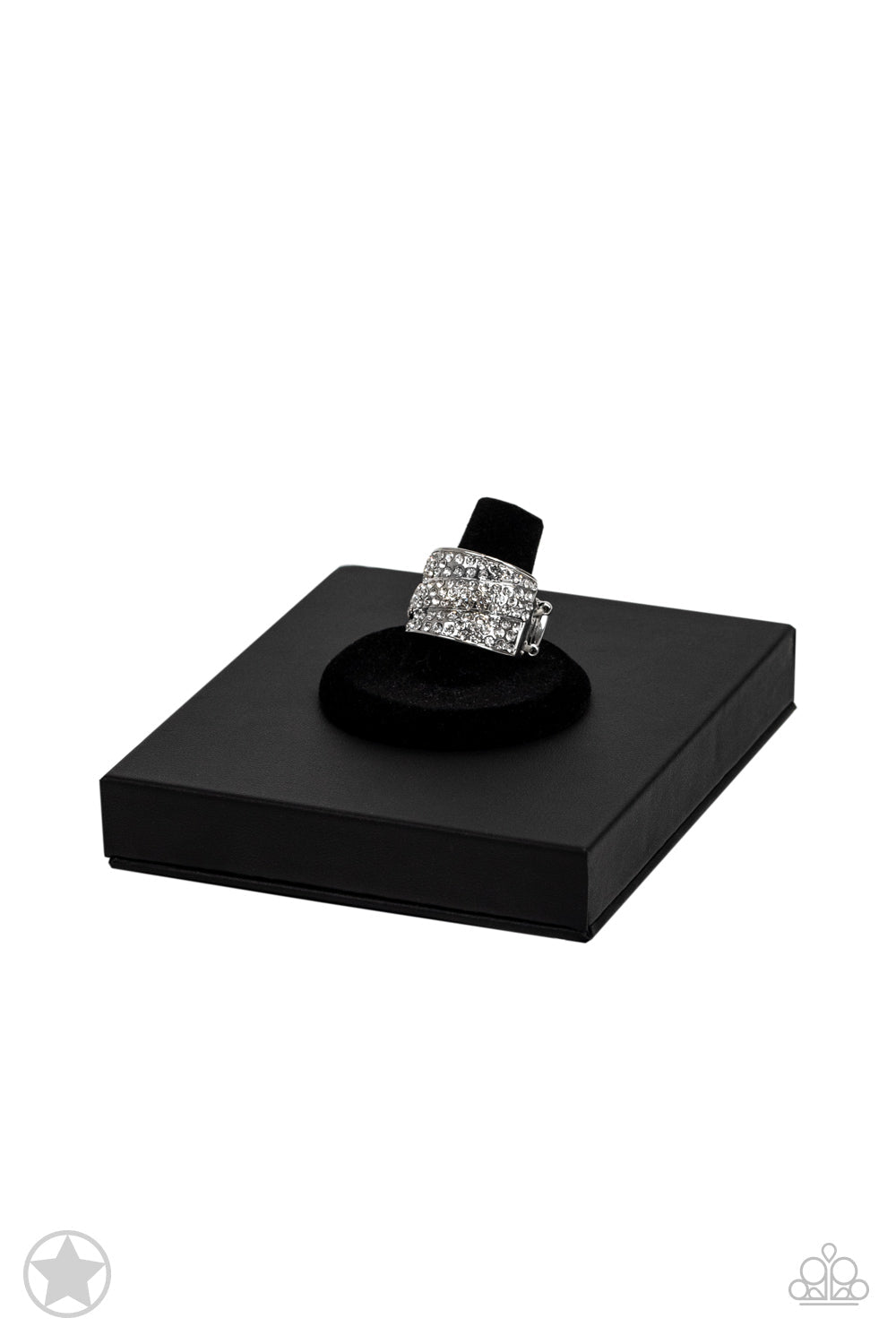 The Millionaires Club - White and Silver Ring - Paparazzi Accessories Ladies Rings Bejeweled Accessories By Kristie Featuring Paparazzi Jewelry - Trendy fashion jewelry for everyone -