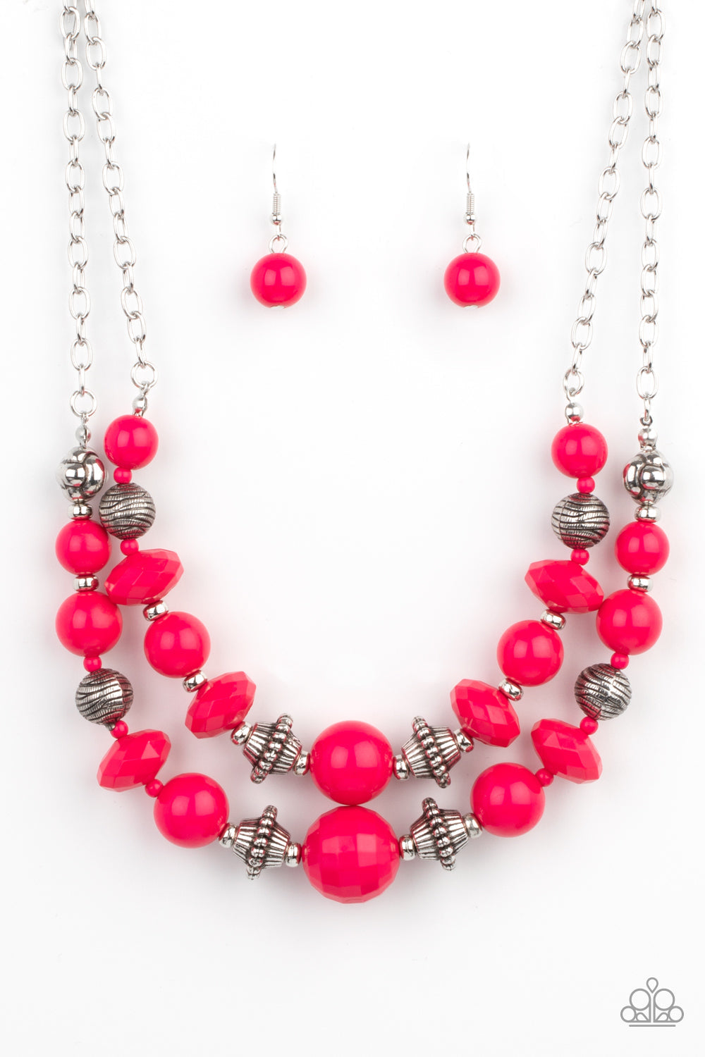Upscale Chic - Pink - Rasberry Necklace - Paparazzi Accessories Necklaces Bejeweled Accessories By Kristie Featuring Paparazzi Jewelry - Trendy fashion jewelry for everyone -