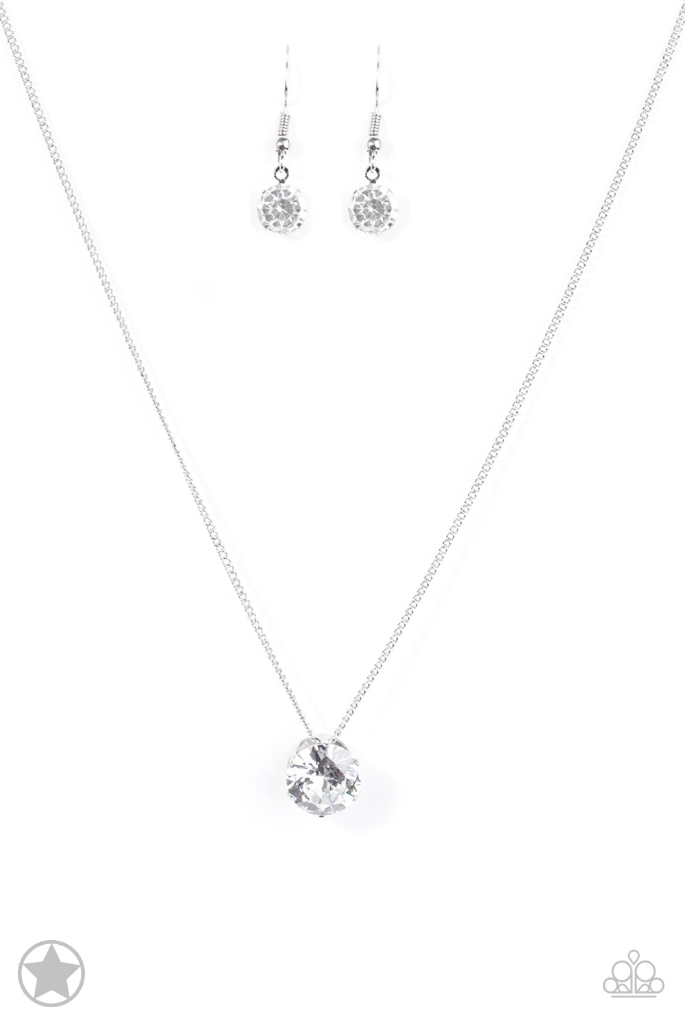 What A Gem - White and Silver Necklace - Paparazzi Accessories - A single rhinestone sparkles brilliantly at the bottom of a dainty silver chain, creating a stunning solitaire design. Features an adjustable clasp closure fashion necklace. Bejeweled Accessories By Kristie - Trendy fashion jewelry for everyone -