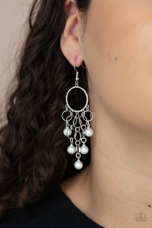 When Life Gives You Pearls - White and Silver Earrings Silver Earrings Bejeweled Accessories By Kristie Featuring Paparazzi Jewelry - Trendy fashion jewelry for everyone -